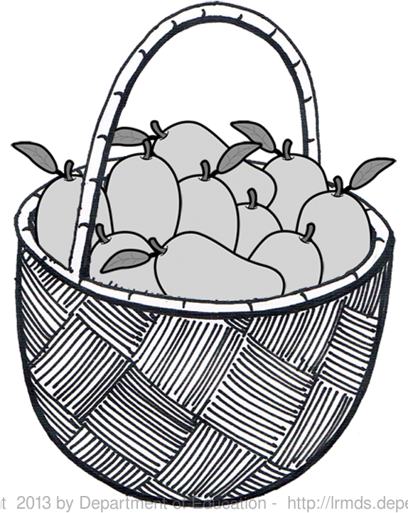 Mango Clipart Black And White Png - Mango In Basket Clipart (574x732), Png Download