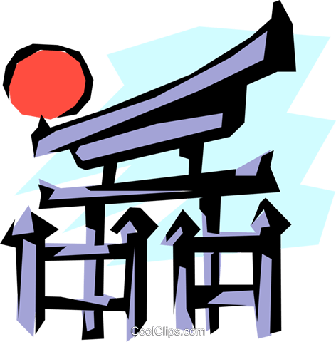 Japanese Temple Gate Royalty Free Vector Clip Art Illustration - Japan Temple Gate Transparent (472x480), Png Download