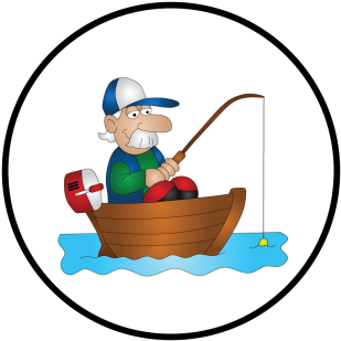 Real Fish - Fisherman In Boat Cartoon (358x358), Png Download