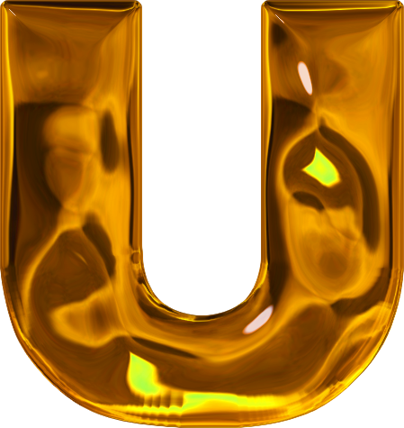 U Letter In Gold (449x475), Png Download