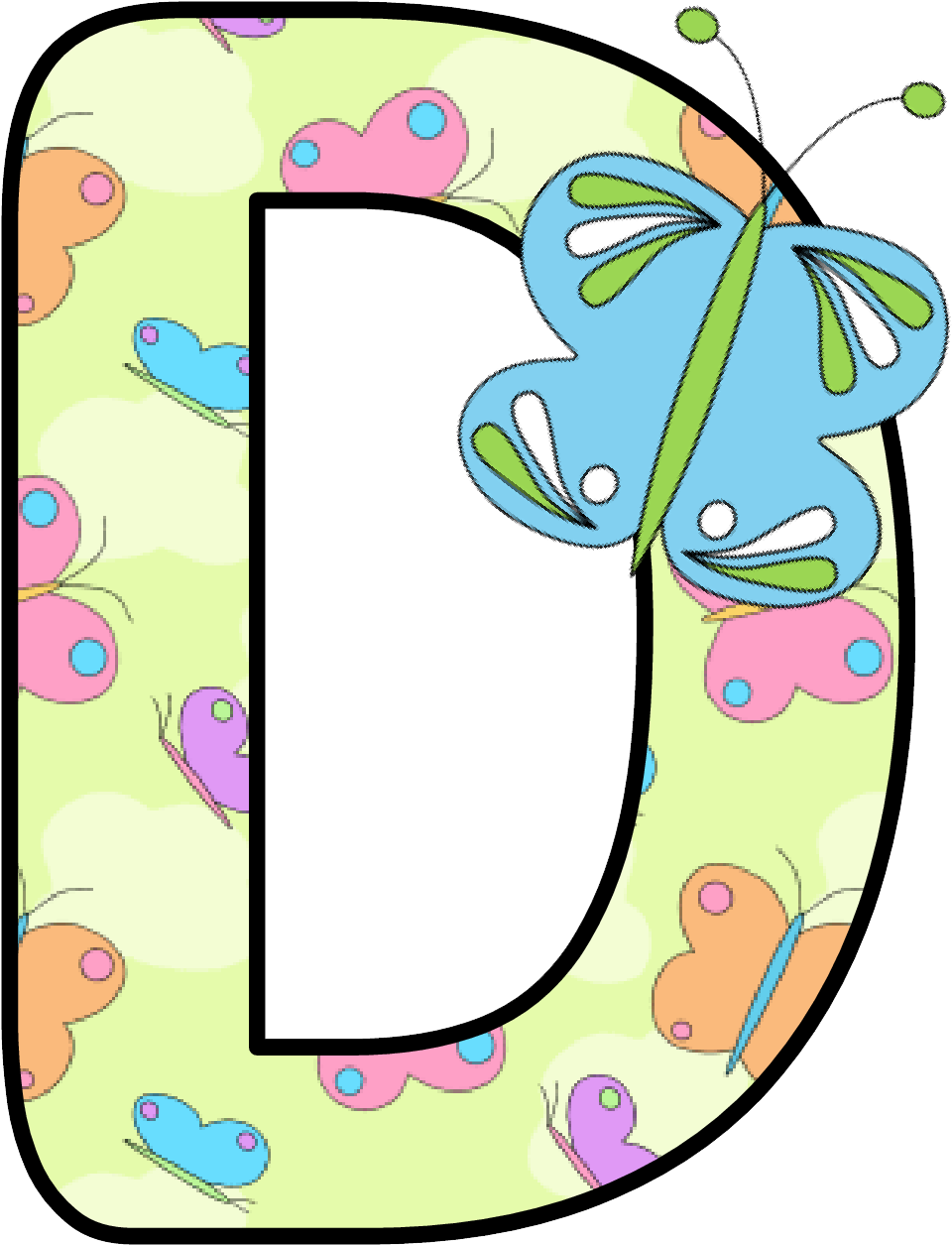 Clipart Butterfly Alphabet - Printable Letters With Butterflies (1049x1328), Png Download