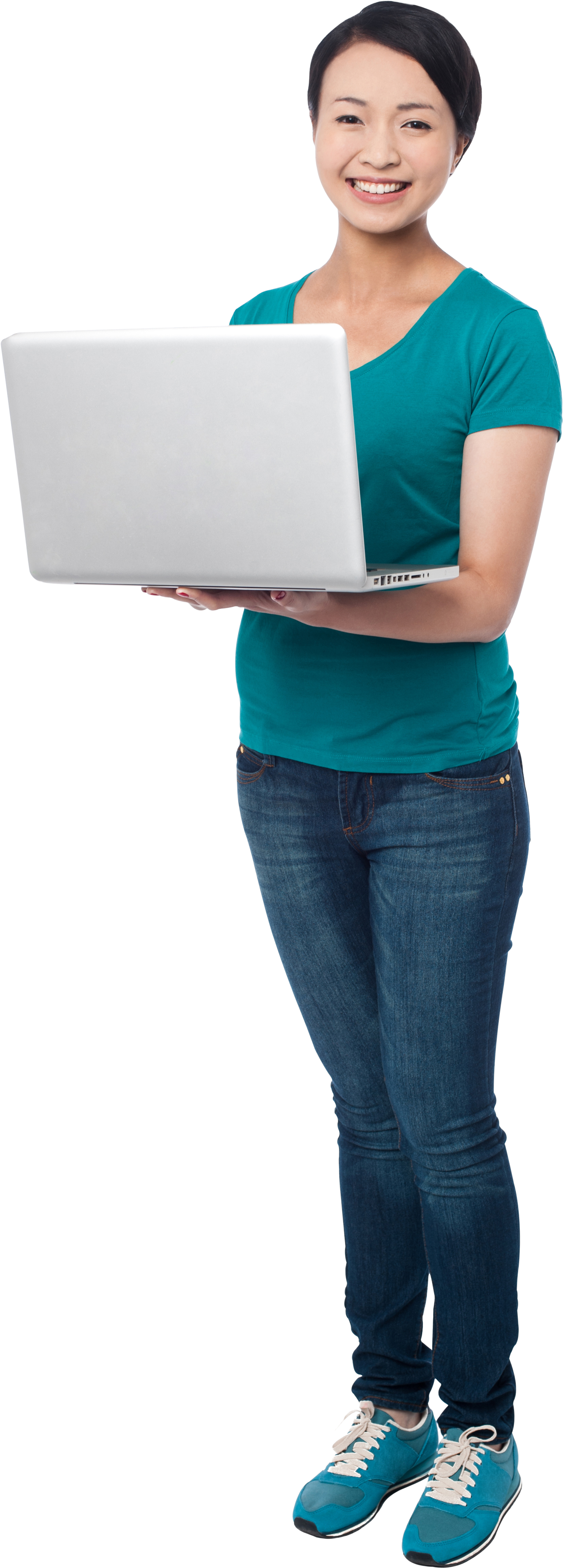 Girl With Laptop Free Png Image - Girl With Laptop Png (3200x4809), Png Download