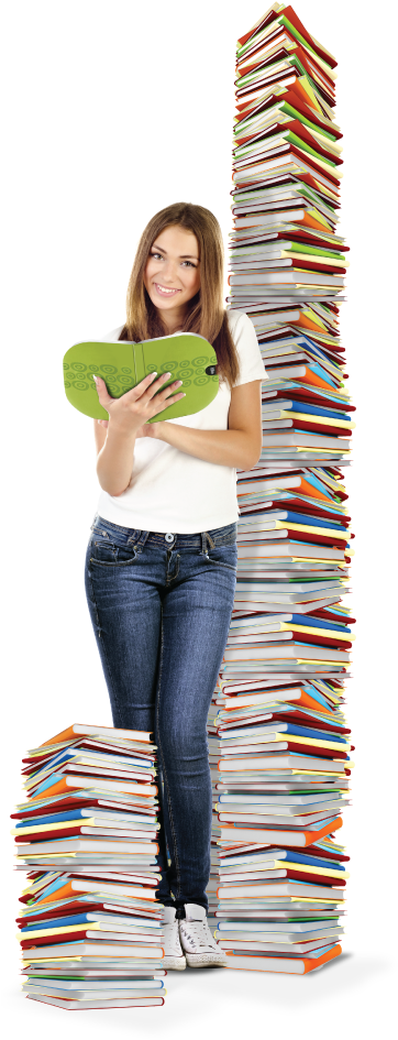 Girl With Books - Student With Books Png (371x953), Png Download