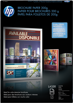Hp Laser Matte Brochure Paper 200 Gsm-100 Sht/letter/8 - Hp Glossy Brochure Brochure Paper, 8.5" X 11" - 100 (573x430), Png Download