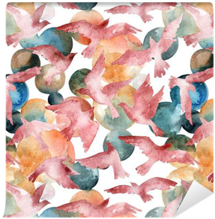 Abstract Watercolor Circles And Flying Birds Seamless - Gallery Direct Abstract Watercolor Circles By Tanycya (400x400), Png Download