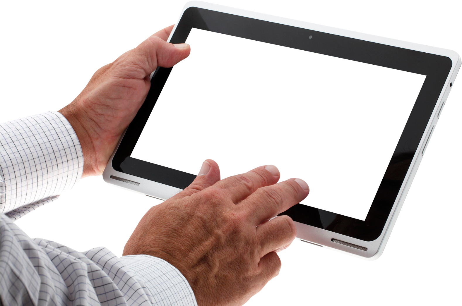 Free Png Hand Using Tablet Png Images Transparent - Hand With Tablet Png (850x566), Png Download