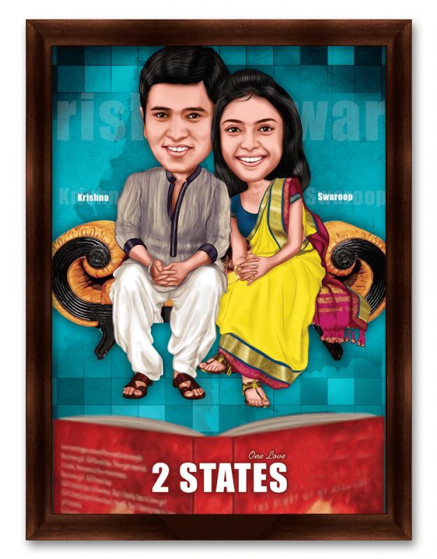 2 States Caricature Gift For Couple - 2 States Wedding Invitation (800x800), Png Download