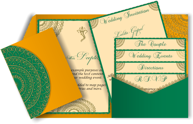 Pocket Style Indian Wedding Invitation Card Design - Wedding Invitation (670x447), Png Download