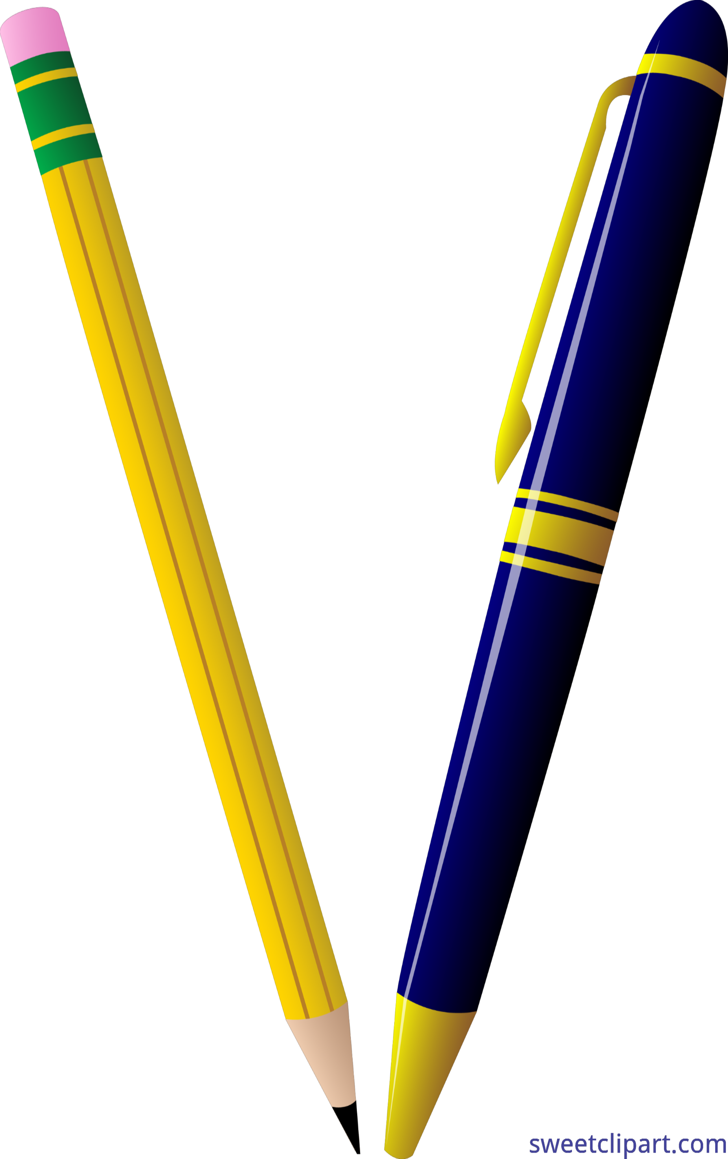 Vector Black And White Library Pen Writing Clipart - Pen And Pencil Clipart (2515x4000), Png Download