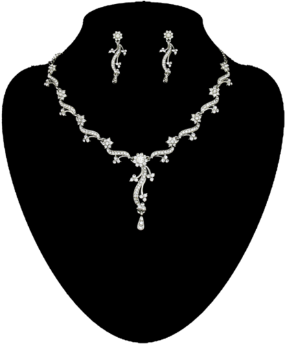 Tiptop Fashions Silver Plated White Austrian Stone - Necklace (500x500), Png Download