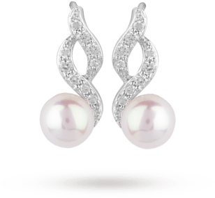 Silver Fresh Water Pearl And Cubic Zirconia Swoop - Dyrberg/kern (350x350), Png Download