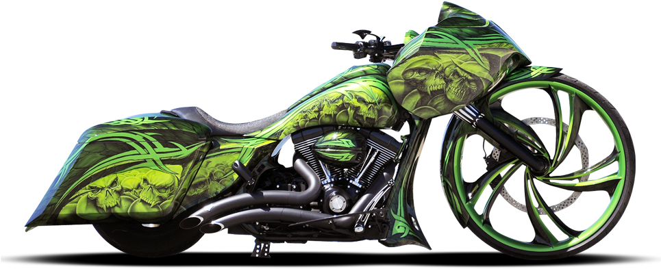 Green - Ballistic Cycles Bagger (1000x488), Png Download