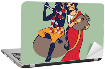 Cartoon Hindu Gods Krishna And Radha - Radharani Cartoon (400x400), Png Download