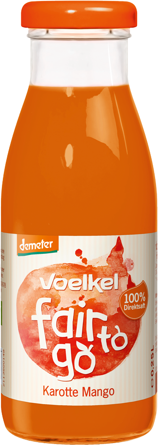 Fair To Go Carrots Mango 100% Direct Juice - Voelkel Bio Carrot And Mango Juice 250 Ml (409x1000), Png Download