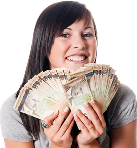 Woman - Woman With Canadian Money (450x486), Png Download