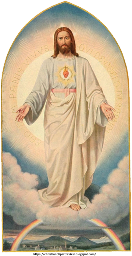 The Sacred Heart And Rainbow - Christliche Kunst 13 1916 Christ Poster Print (451x849), Png Download