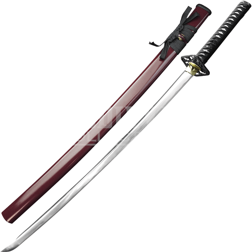 Hand Forged Samurai Sword With Red Scabbard - Sword (850x850), Png Download