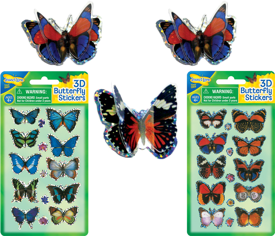3d Butterfly Stickers, , Large - Insect Lore 3d Butterfly Stickers (1143x957), Png Download