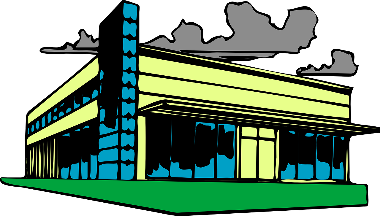 Building Factory Workshop Company Plant Pr - Commercial Real Estate Clip Art (597x340), Png Download