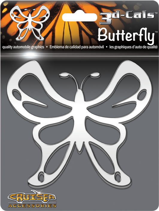 3d-cals Butterfly, Chrome - Cruiser Accessories Biohazard Automotive Decal, Chrome (630x800), Png Download
