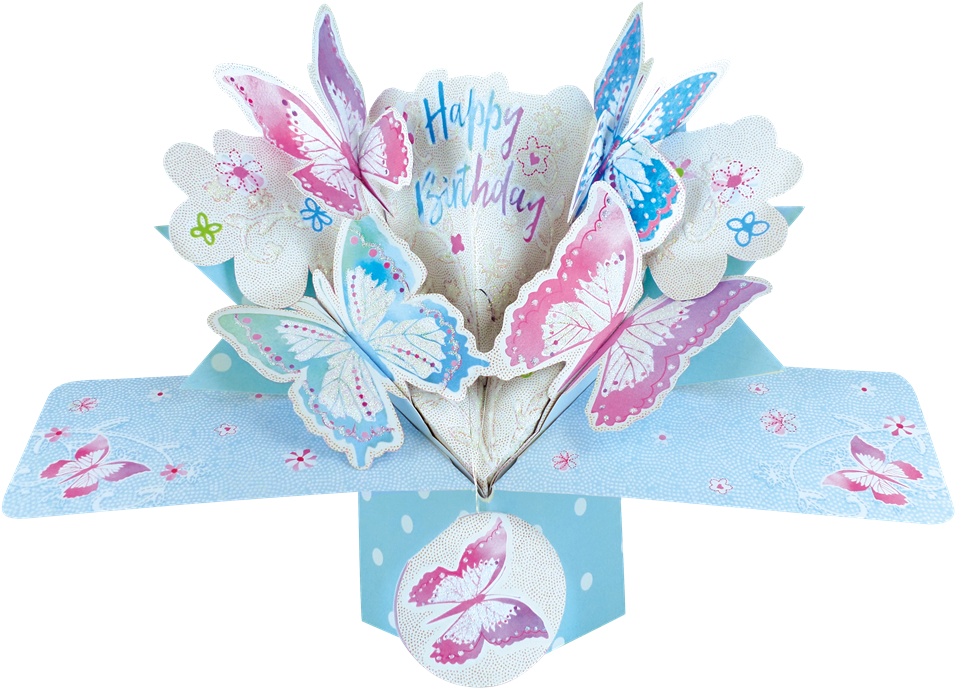 Sentinel Birthday Butterfly Pop-up Greeting Card Original - Second Nature Pop Ups Birthday Pop Up Card Butterflies (1024x768), Png Download