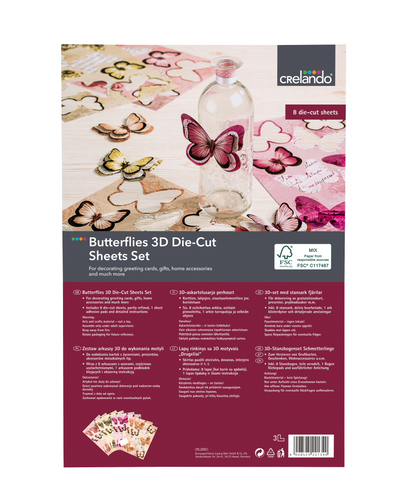 3d Butterflies Die Cut Sheet Set, Pink - Crelando Kreativ-bastelset - Bastelbedarf (500x500), Png Download