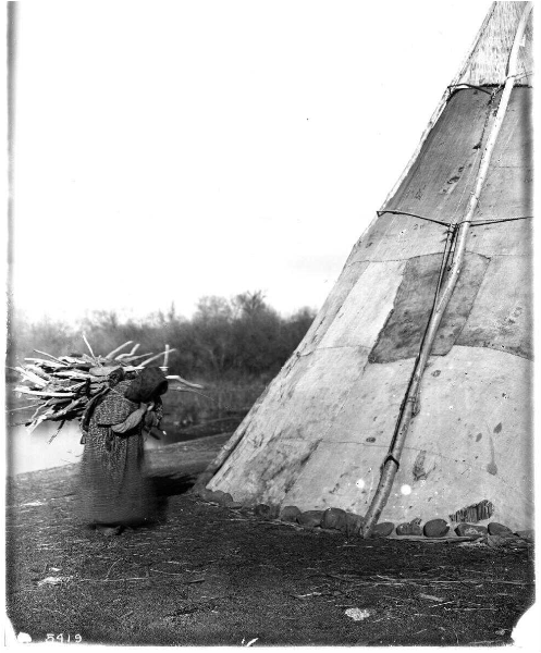 Tribal Woman With Bundle Of Wood On Shoulders, Standing - Sail (870x600), Png Download