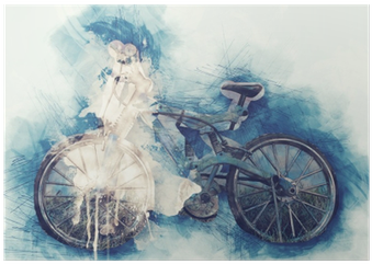 Abstract Bicycle On Watercolor Painting Background - Painting (400x400), Png Download