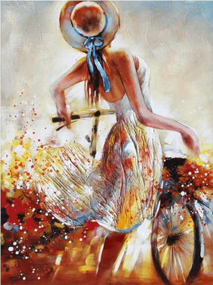 Lady With Bike (900x800), Png Download