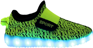 Kids Green Sport Led Shoe - Galaxy Shoes Led Blue (510x600), Png Download