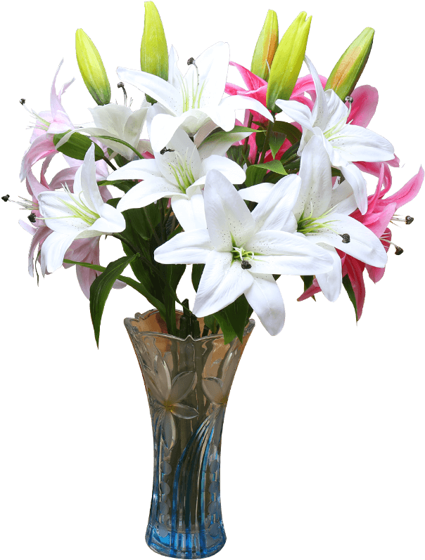 Fake Flower Display Perfume Lily Flower Bouquet Living - Lily (800x800), Png Download