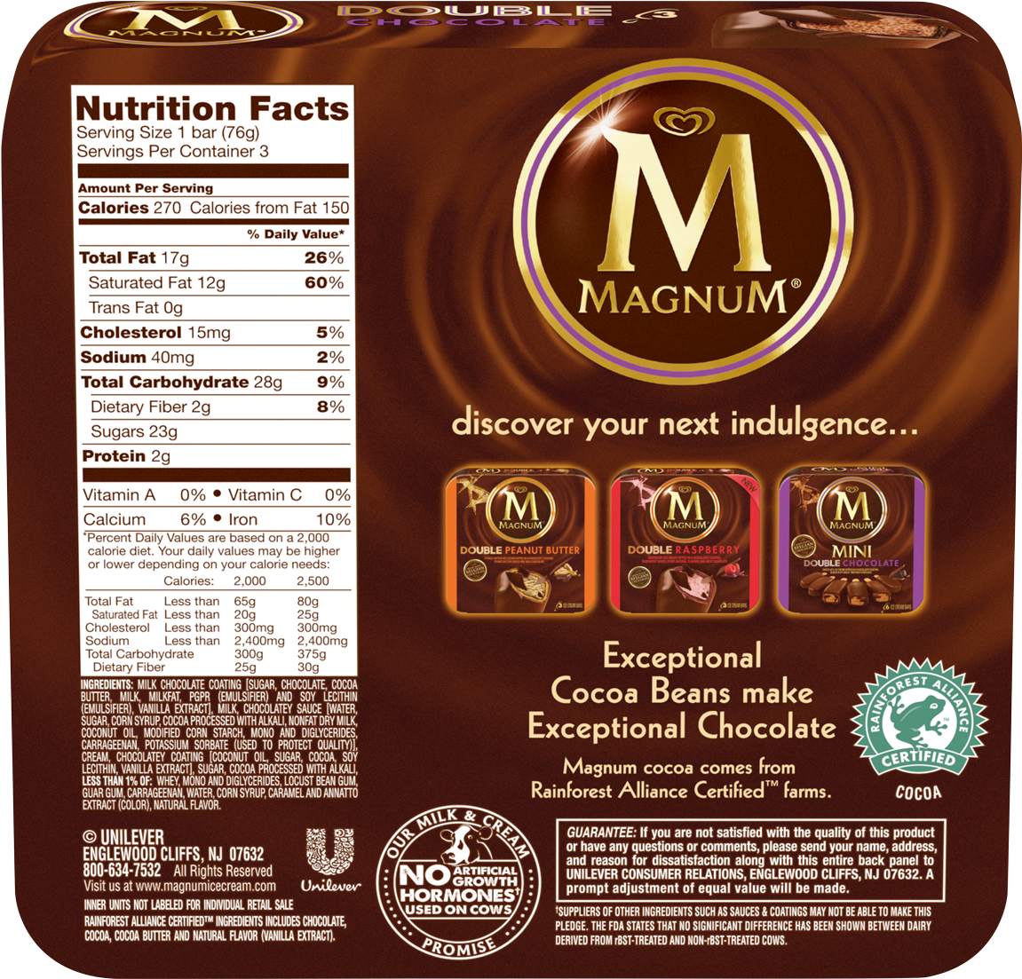 Magnum Bar Nutrition Information (1280x1280), Png Download