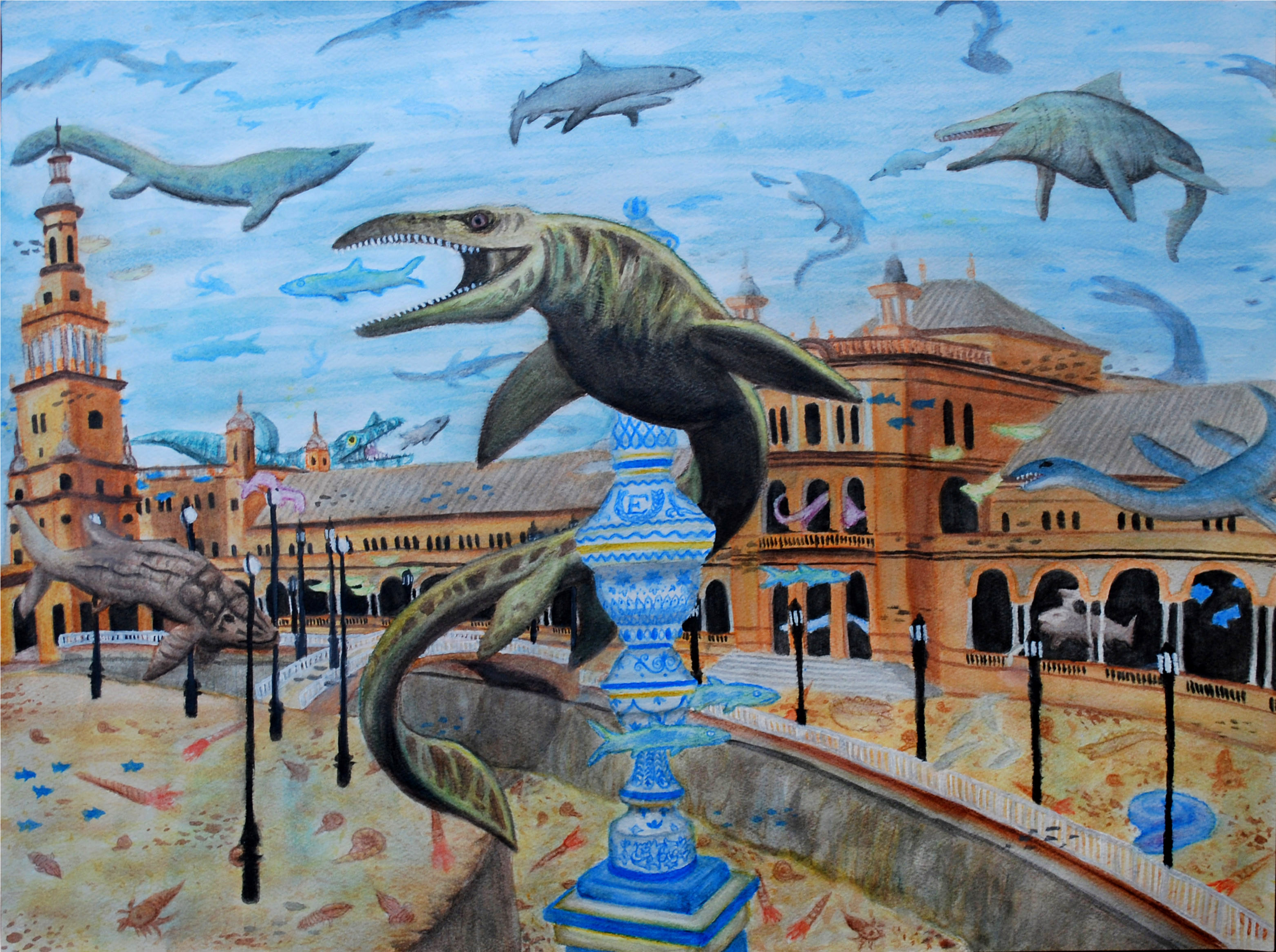 Prehistoric Future - Painting (3130x3100), Png Download