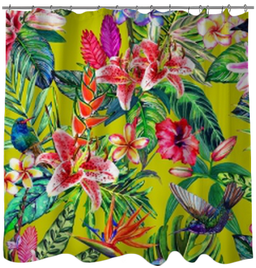 Seamless Tropical Floral Pattern - Murales Florales Pintados A Mano (400x400), Png Download