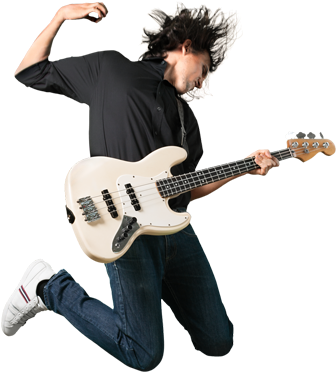 Guitarist Jumping (348x396), Png Download
