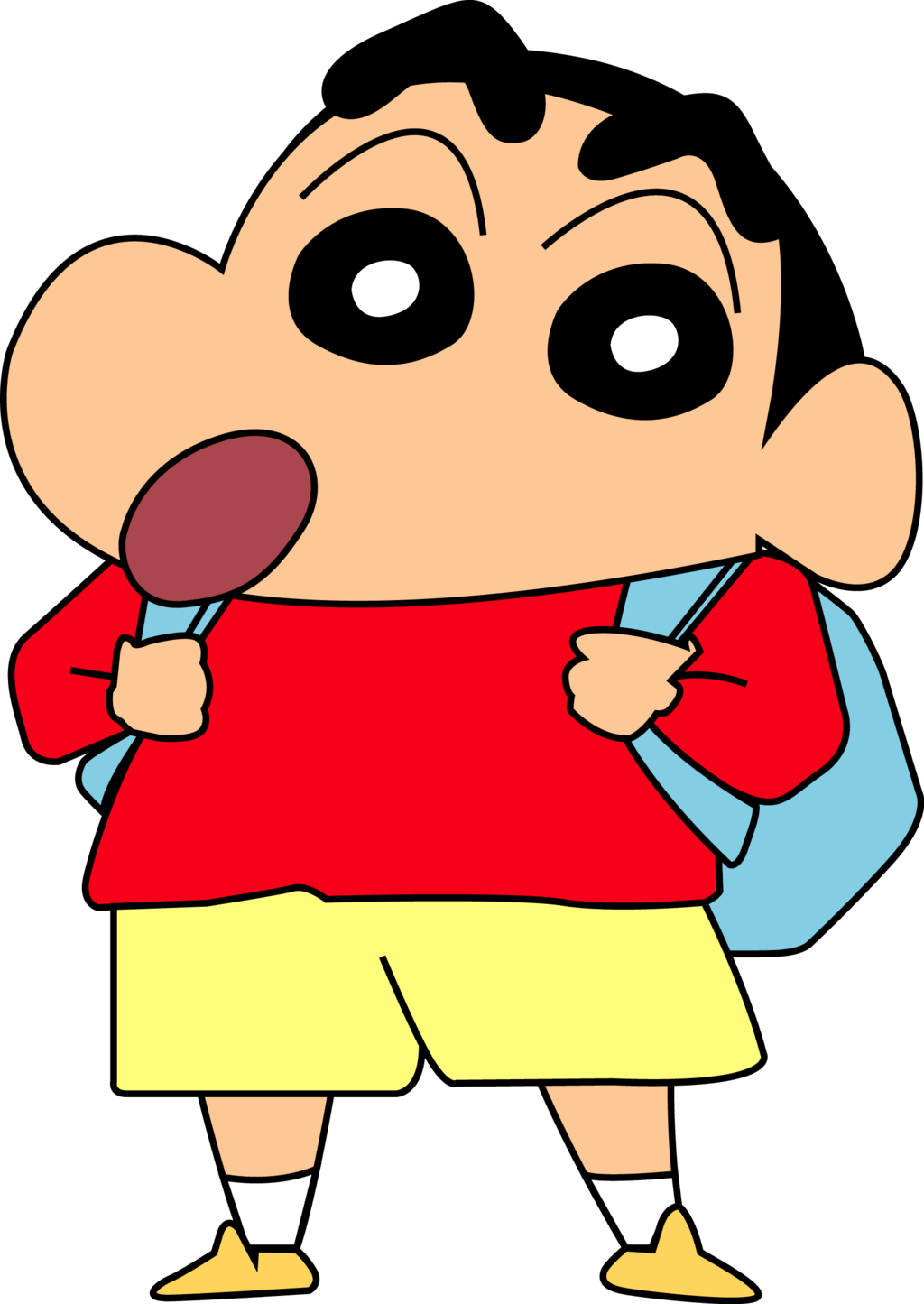 Shin Chan With Backpack Image Crayon Shin Chan And - Shinchan Cartoon (1024x1445), Png Download