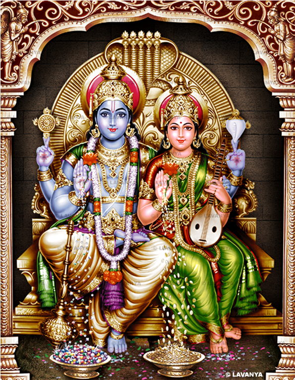 Download Sri Rama - Lord Vishnu And Lakshmi PNG Image with No Background -  