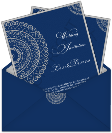 Blue And Silver Arabic Inspired Design Email Wedding - Simple Wedding Card Designs (406x471), Png Download