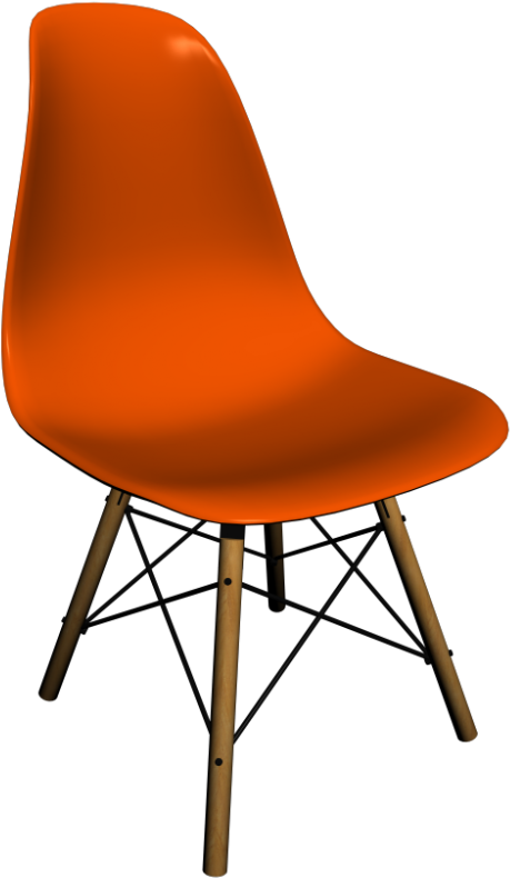 Eames Plastic Side Chair Dsw By Vitra - Orange Chair Png (1000x1000), Png Download