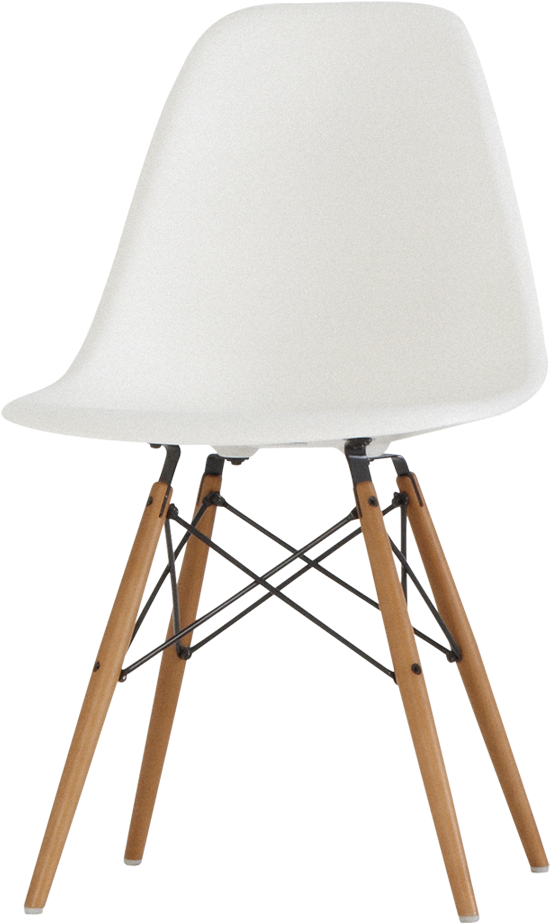 Eames Dsw Chair White With Maple Base - Vitra Eames White Plastic Side Chair With Wood And (922x1024), Png Download