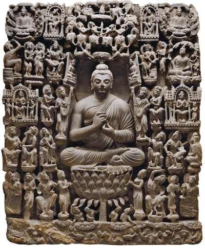 Miracle Of Sravasti - Mathura School Of Art Buddha (400x485), Png Download