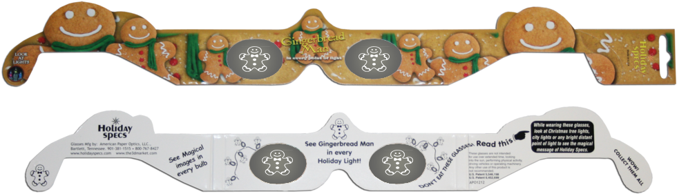 Gingerbread Man 3d Glasses - 3d Christmas Glasses - Holiday Specs - Transform Christmas (1024x334), Png Download