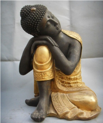Fiberglass Buddha Statue In Black And Golden Finish - Sleeping Buddha Statue (640x426), Png Download