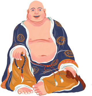 Budai, Hotei Or Pu-tai Is A Chinese Folkloric Deity - Illustration (350x350), Png Download
