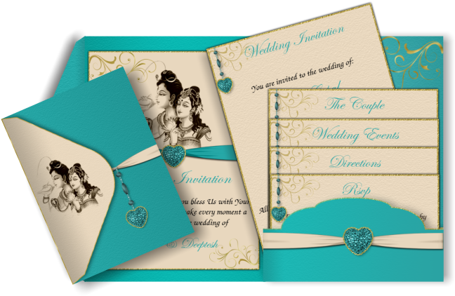 Turquoise & Ivory Email Wedding Invitation Perfect - Wedding Invitation Card Turquoise (670x447), Png Download