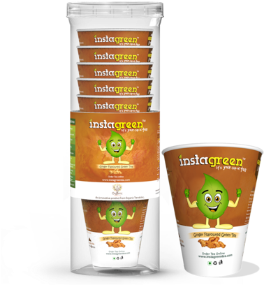 Instagreen Tea Ginger Flavoured Green Tea, Packaging - Instagreen Tea (429x500), Png Download