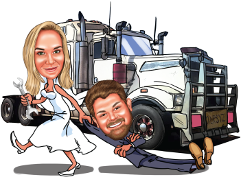 The Caricature - Caricature Wedding Truck (510x265), Png Download