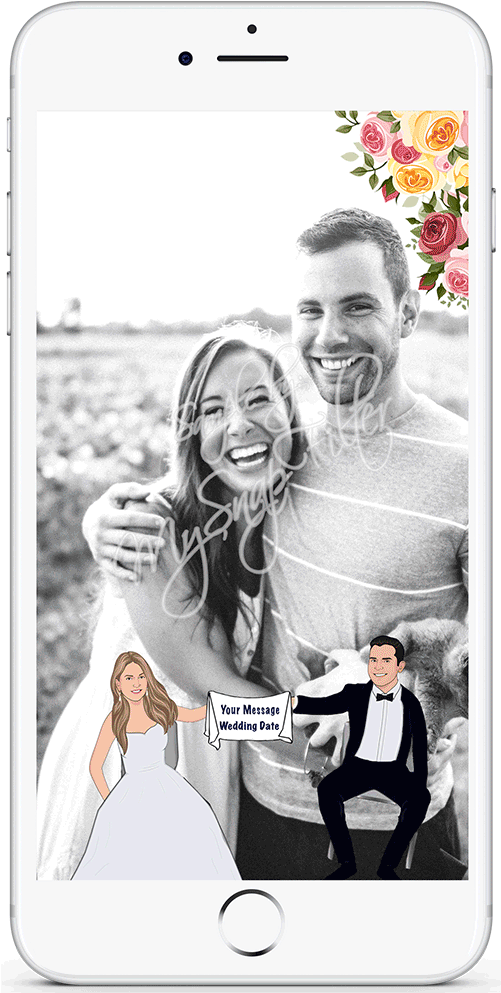 Wedding Flowers Cartoon Portrait (1000x1000), Png Download