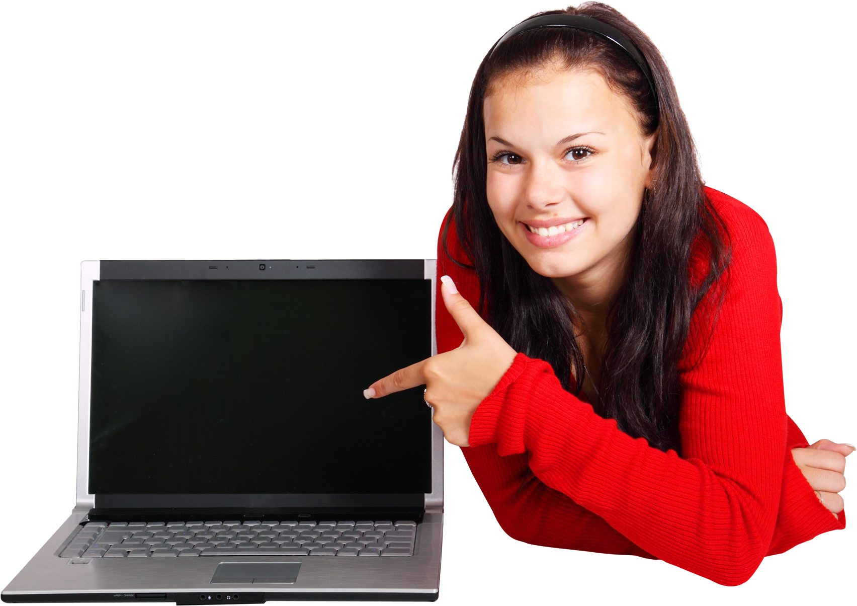 Young Girl With Laptop Transparent Png Image - Girl With Laptop Png (500x360), Png Download