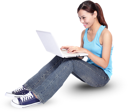Girl With Laptop Png (430x373), Png Download